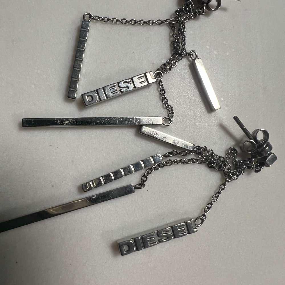 Diesel Metallic Chain Drop Earrings